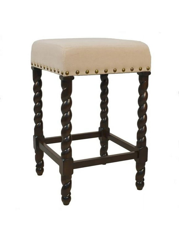 Carolina Cottage  24 in. Remick Counter Stool - Espresso & Linen