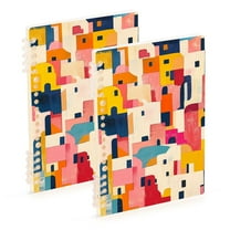 FORMRS 1-Subject Spiral Notebook 8" x 5" College Ruled 60 Refillable Sheet, 2 Pack, Art Geometric