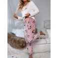 thumbnail image 5 of Womens Multicolor Heart Print Flannel Pajama Set, Long Sleeve Top & Pants, 5 of 6