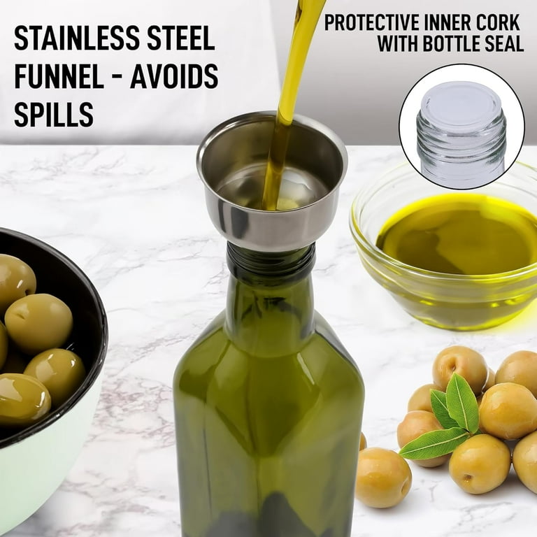 Zulay Kitchen 17 oz Olive Oil Dispenser - Stainless Steel Pourer