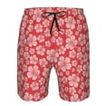 thumbnail image 4 of Kdxio Red Hibiscus Flower Pattern Mens Casual Shorts - Drawstring Summer Beach Sports Shorts for Men, 4 of 9
