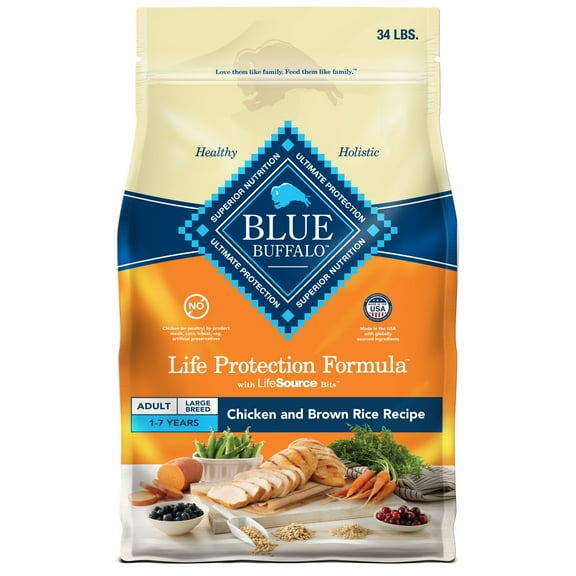 Blue Buffalo Life Protection Formula Large Breed Dry Dog Food, Chicken & Rice, 34-lb. Bag
