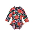 thumbnail image 3 of iiniim Infant Baby Girls Long Sleeve Floral Ruffles One Piece Swimsuit Rash Guard Shirts Bathing Suit, 3 of 7