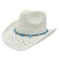 thumbnail image 3 of Women Men Summer Western Cowboy Hat Shapeable Straw Hat Hollowed Out Sun Hat Doors Hat Large Head Hats for Men Size Hat Western Style Hat Fall Style for Women Woman Beach Bags Pool Hats round Hat, 3 of 3