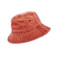 thumbnail image 3 of Bucket Hat, Wide Brim Washed Denim Cotton Outdoor Sun Hat Flat Top Cap for Fishing Hiking Beach Sports Orange, 3 of 6