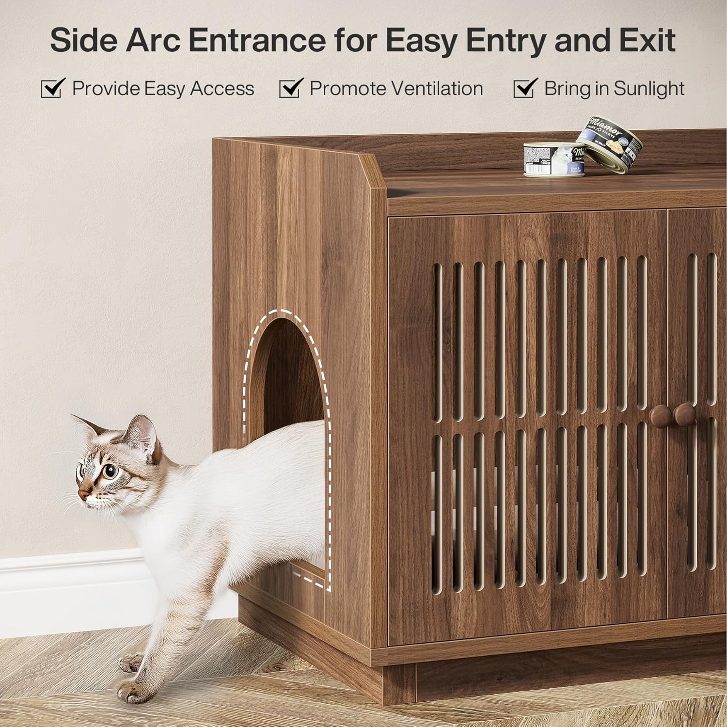 Cat Litter Box Enclosure, 55.1-Inch Extra Large Hidden Litter Box Furniture with 2 Cabinets