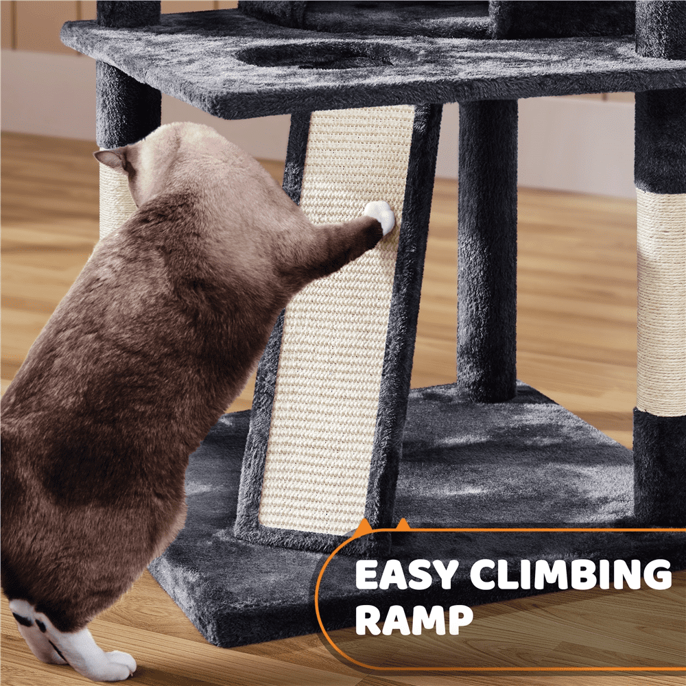Alden Design 68.5"H Multilevel Large Cat Tree Tower with Condos and Perches, Black