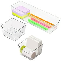3 Pack Clear Plastic Storage Bins, Large Pantry Organizer Basket with Handle, Storage Containers for Fridge, Closet, Bathroom, Under Sink and Kitchen Organization