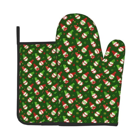 

Gaeub Gnomes In Caps Print Oven Mitts and Pot Holders Sets of 2 Heat Resistant Pad Cooking Gloves for Baking BBQ Home Decor