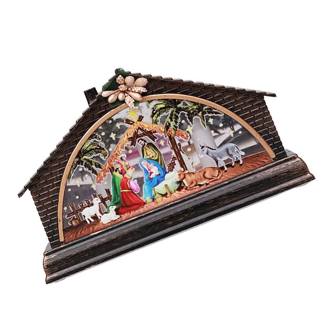Naiovety Escena de casa de nieve LED de Navidad figuritas de cabina luminosa accesorios de decoración pueblo brillante Patio cocina chimenea estantería Kits de decoración para fiestas Tipo 1 Naiovety HA041702-01