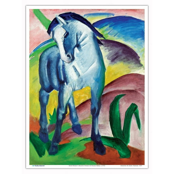 Blue Horse I (Blaues Pferd) - From an Original Color Painting by Franz Marc c.1911 - Master Art Print (Unframed) 9in x 12in