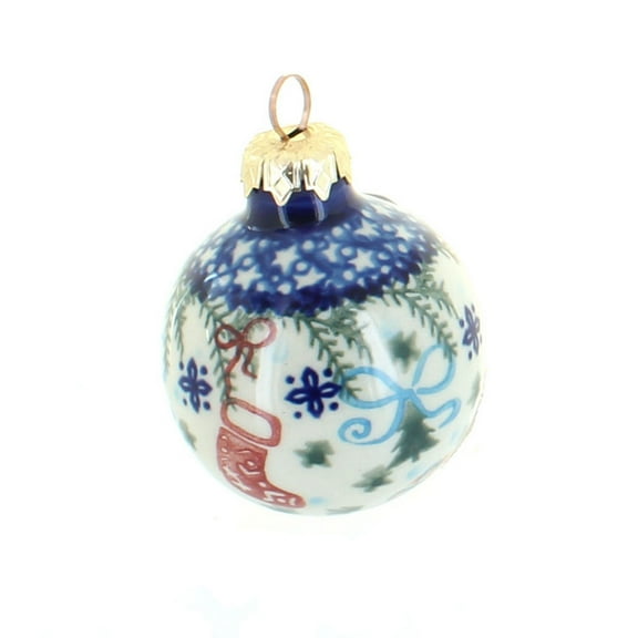 Blue Rose Polish Pottery Christmas Bounty Small Christmas Ball