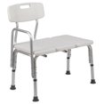 thumbnail image 1 of HERCULES Series 300 Lb. Capacity Adjustable White Bath & Shower Transfer Bench with Back and Side Arm, 1 of 9