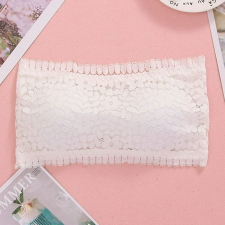 

Promotion Clearance Summer Sexy Women Strapless Top Lace Camisole Backless Slim Thin Sexy Tube Tops Padded Brassiere Wrap Chest White