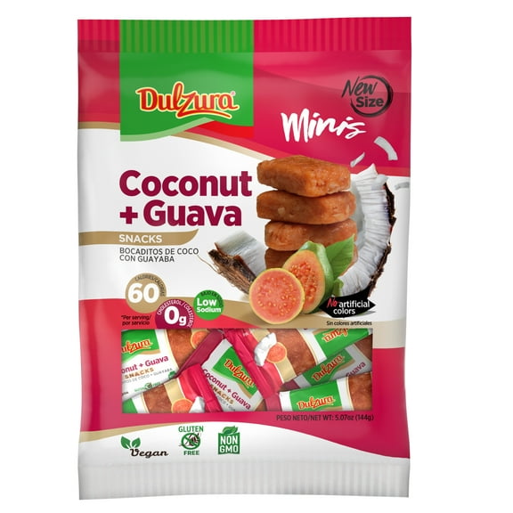 Dulzura Coconut Guava Mini Entree Bites Snack 3.4 oz Bag, Vegan, Gluten Free, NON-GMO