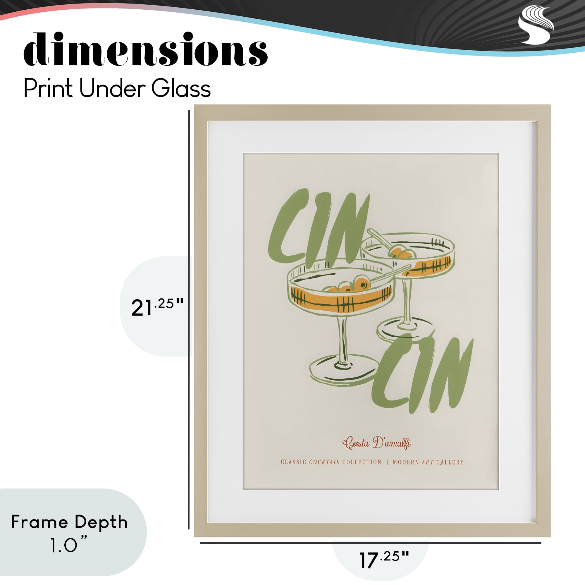 Stupell Industries Cin Cin Amalfi Cocktail Birch Framed Print Under Glass, design by The Prints Vibe
