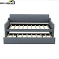 thumbnail image 6 of Bellemave Twin Size Upholstery Daybed with Adjustable Trundle and USB Charging Design,Wooden Twin Daybed Sofa Bed with Pop Up Trundle, Can be Flat or Erected(Gray), 6 of 12
