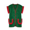 thumbnail image 4 of Womens 2 Piece Set Fringed Trim Short Sleeve Vneck Button Up Top Shorts Lounge Set with Pockets Green S, 4 of 8