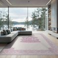 thumbnail image 2 of ODIKA 8'x10' Washable Area Rug Non-Shedding, Easy Care, Round Pastel Carousel Motif Interlocking Scroll Traffic Storybook for King Size Bedroom Under Bed, Master Suite, 2 of 7