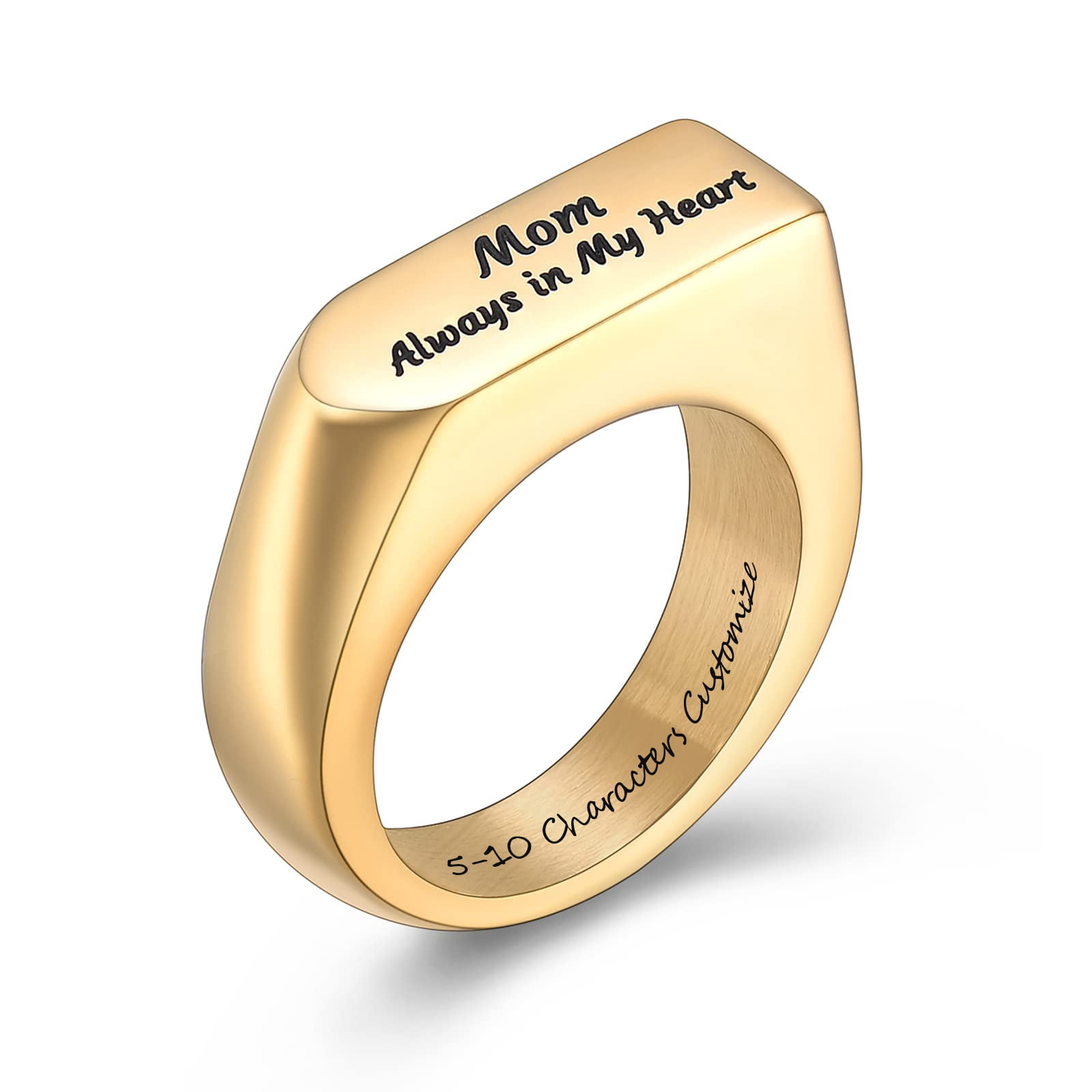 Personalize Wrench Urn Ring Mom Memorial Cremation Jewelry for Ashes Holder Funeral Keepsake Finger Ring -Always in My Heart