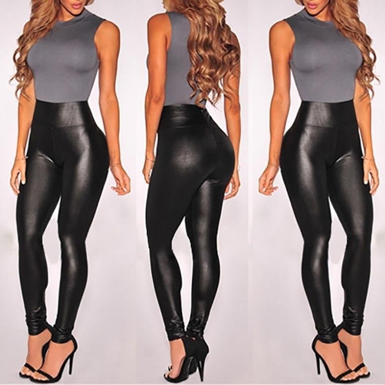 faux leather trousers high waisted