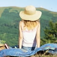 thumbnail image 4 of Tirrinia Women Floppy Straw Sun Hat Foldable Wide Brim Striped Beach Cap for Female, Great Gifts for Mother's Day, Beige, 4 of 6