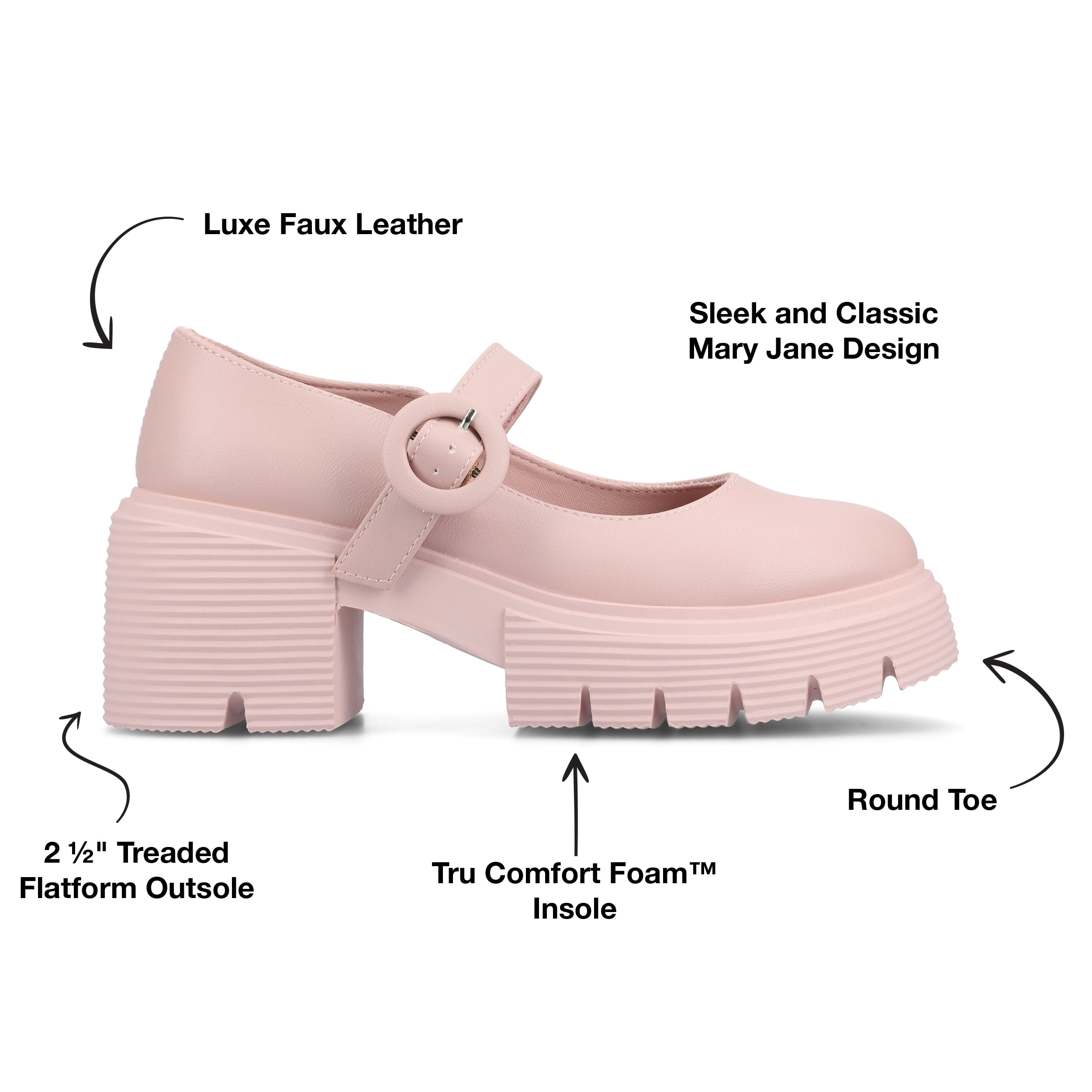 Journee Womens Zarynn Treaded Outsole Platform Mary Jane