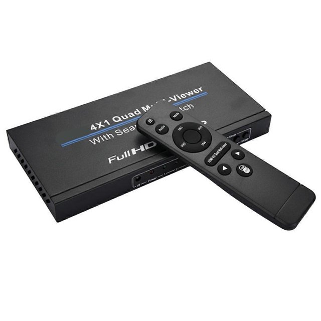 -Compatible 4x1 Multiviewer 4 in 1 Out Quad Multi-Viewer Audio Video Converter 4Channel Video Multiplexer EU Plug