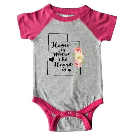 

Inktastic Utah Home is Where The Heart is with Watercolor Floral Gift Baby Girl Bodysuit