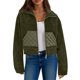 thumbnail image 3 of AUNVITO Women's Fleece Jacket Notched Collar Zippered Long Sleeve Casual and Cozy Outerwear, 3 of 7