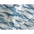 thumbnail image 3 of Ambesonne Nautical Quilted Coverlet 3 Pcs, Whale Pattern Ocean Waves, Queen Size, Sea Blue Soft Blue White, 3 of 4