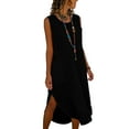 thumbnail image 2 of Horkkom Flowy Dresses for Women Summer Sleeveless Maxi Dresses Beach Solid Color Long Dresses with Pockets Silt Side S, 2 of 7