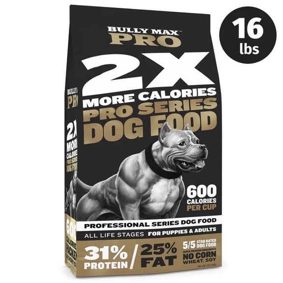 Bully Max 2x Pro Series 31/25 High Calorie Dry Dog Food, 600 Calories per Cup, 31% Protein 25% Fat, Premium Performance Formula for Puppies & Adult Dogs