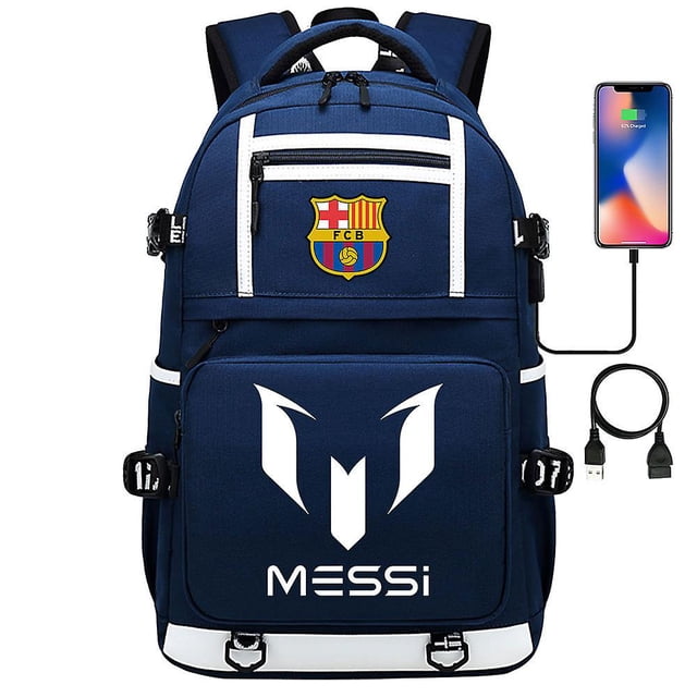 Messi Barcelona Mochila Impresa Bolsa De Viaje Mochila De Estudiante Computadora Impermeable Azul