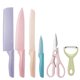 thumbnail image 3 of Juego de cuchillos de cocina con color pastel, acero inoxidable de alta calidad, juego de cuchillos de chef afilados y coloridos con un pelador y tijeras para cortar, 6 piezas, 3 of 5