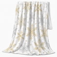 thumbnail image 2 of Gold Snowflake Fantasy, Festive Holiday Scene, Warm Flannel Blanket for Sunroom and Reading Nook with Detailed Artwork, Art Lovers Thanksgiving Gift, Festive Home Decor, 2 of 9