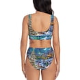 thumbnail image 3 of Kdxio Christmas Tree Print Women's 2 Piece High Waisted Wrap Spaghetti Strap Summer Swimsuit Bikini Set-Medium, 3 of 7