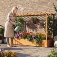thumbnail image 4 of Patiojoy 1pc Raised Garden Bed with Trellis Wood Elevated with Hanging Roof  Planter Box Drainage Holes for Climbing Plants Flowers Vegetables, 4 of 9