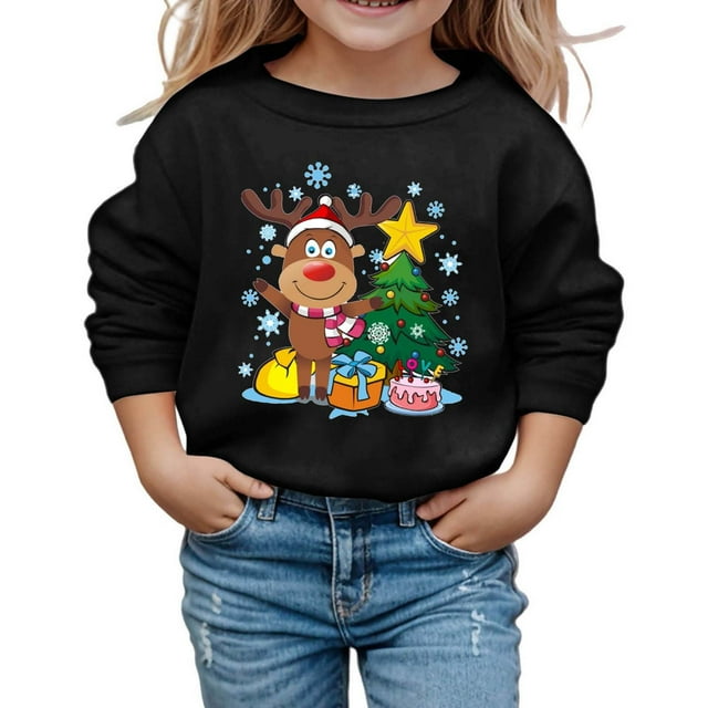 Chandail à Enfiler pour Petit Enfant pour Tout-Petites Filles Bébé Garçon Veste Mince Chandail à Capuchon pour Garçons Veste 12 Mois Garçon Chandail à Capuchon 2ne1 Imprimé Filles Manches Longues Col Rond Chandail Molletonné Confortable Chandail à Enfiler Doux Décontracté Gain Noir 6-7 Ans