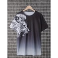 thumbnail image 2 of [Good Selection of Jiao] Fierce Lion Pattern Printed Men's Street Fashion Short Sleeve round Neck T-shirt, Daily Men's Wear Tops, Summer Outdoor Vacation out Simple T-shirt Clothing Clothing, 2 of 5