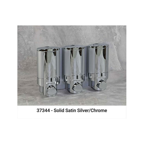 AVIVA Liquid Bath Amenities Dispenser 3-Chambers Chrome with Solid Satin finish 1/Pack