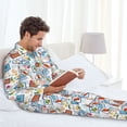thumbnail image 6 of Naloa Stamp Men’s Pajamas Set - Long Sleeve Button Down Sleep Shirt and Pajama Bottoms Sleepwear Set-X-Large, 6 of 7