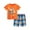 Orange, variant on Trolimons Boy's Knitted Cotton Excavator Top Stripes Shorts Set, Orange, Size 2T 3T
