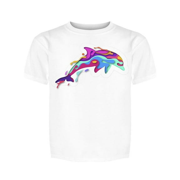 Paper Cut Colorful Dolphin Cute Tee Girl's -Image by Shutterstock