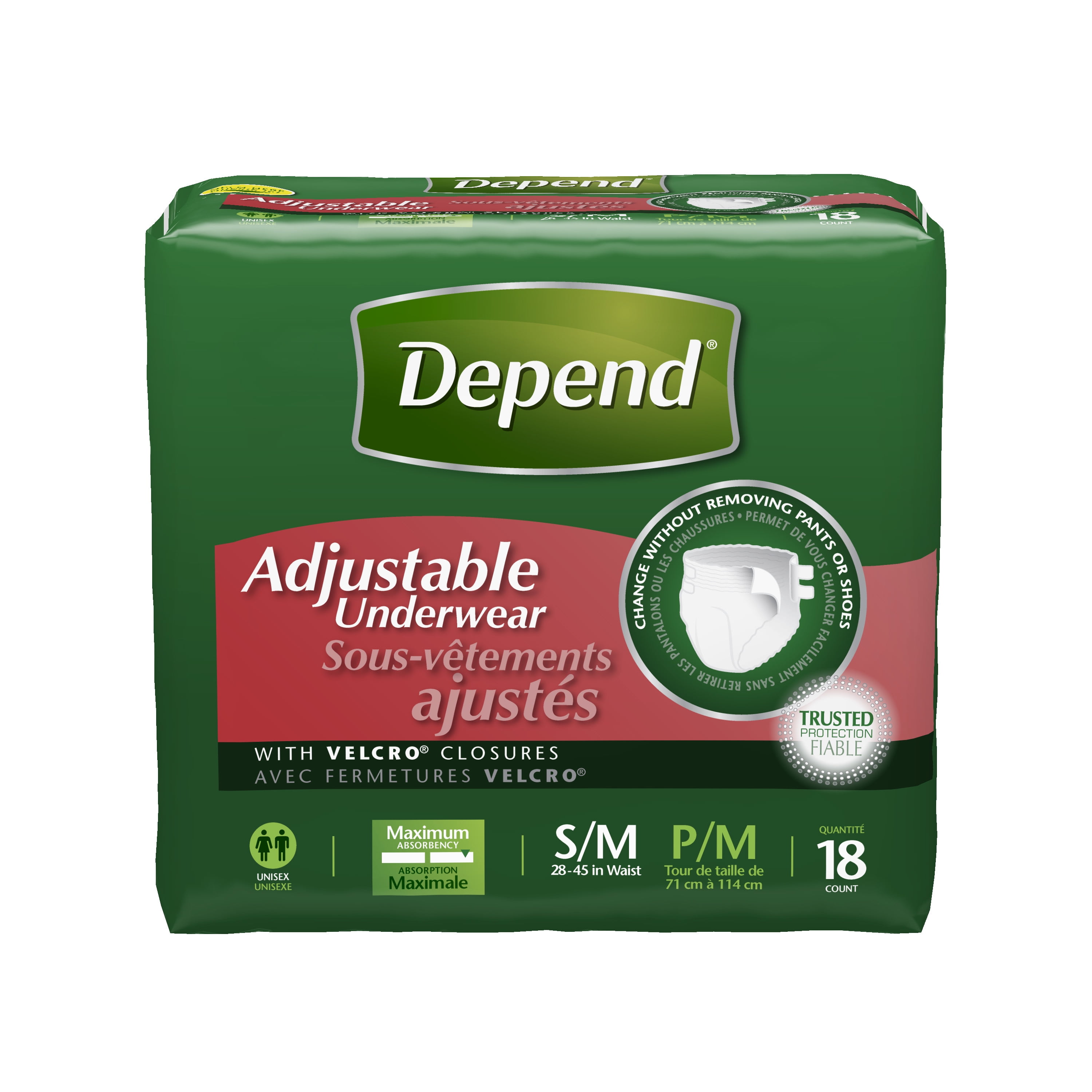 Depend Adjustable Incontinence Underwear Maximum Absorbency S/M, 18