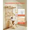 thumbnail image 6 of VEVOR Swedish Ladder Wall Gym, 8-in-1 15 Levels Solid Wood Wall Stall Bars, 220LBS Indoor Jungle Gym Climbing Playset with Wall Ladder, Slide Board, Pull-Up Bar, Gym Rings, Swing Seat, Rope Ladder, 6 of 9