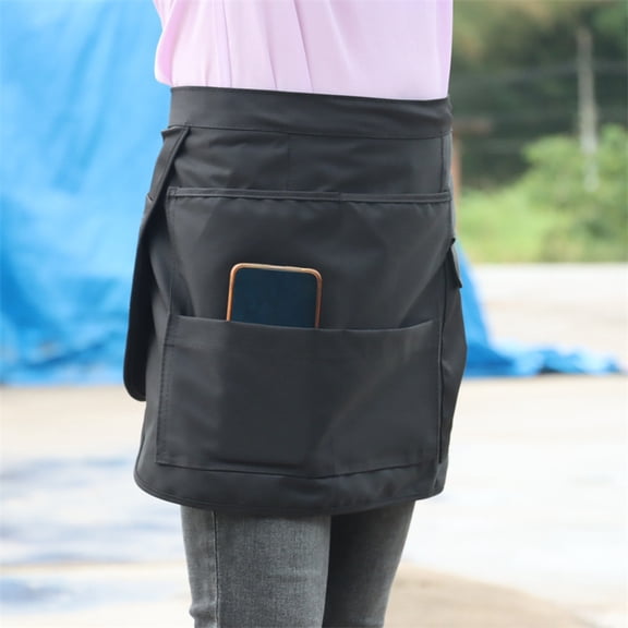 Half Apron with Multiple Pockets - Tool Storage Apron for Gardening Hairdresser Carpenter, Waterproof Oxford Cloth, Durable for Work