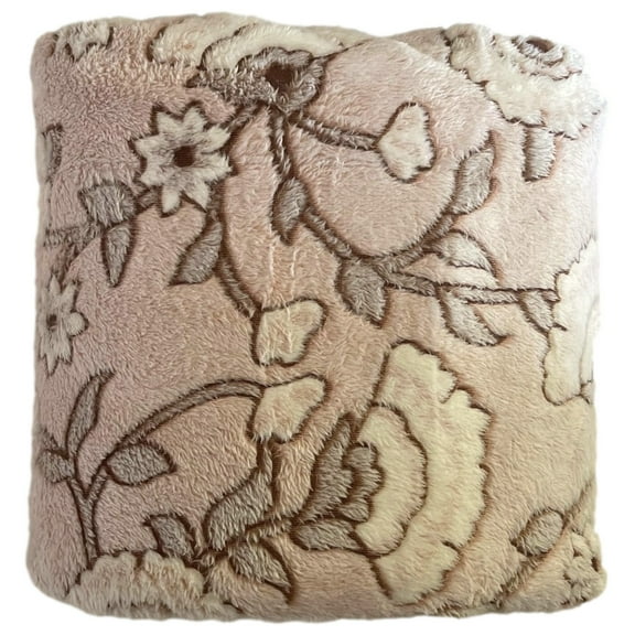 The Big One Oversized Plush Pale Pink & Ivory Floral Throw Blanket - 5ft x 6ft