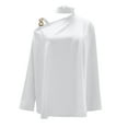 thumbnail image 5 of Puntoco Mujer Camisa Casual Manga Larga Cuello Halter Hombro Sólido Suelto Polluer Blusa tops Puntoco Puntoco-4263, 5 of 5