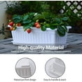 thumbnail image 6 of Trianu 3 Pack Rectangle Planters for Indoor Plants, Large Vegetable Flower Herb Window Boxes, Plastic Growing Pots with Tray for House Windowsill Balcony Garden, White, 6 of 7